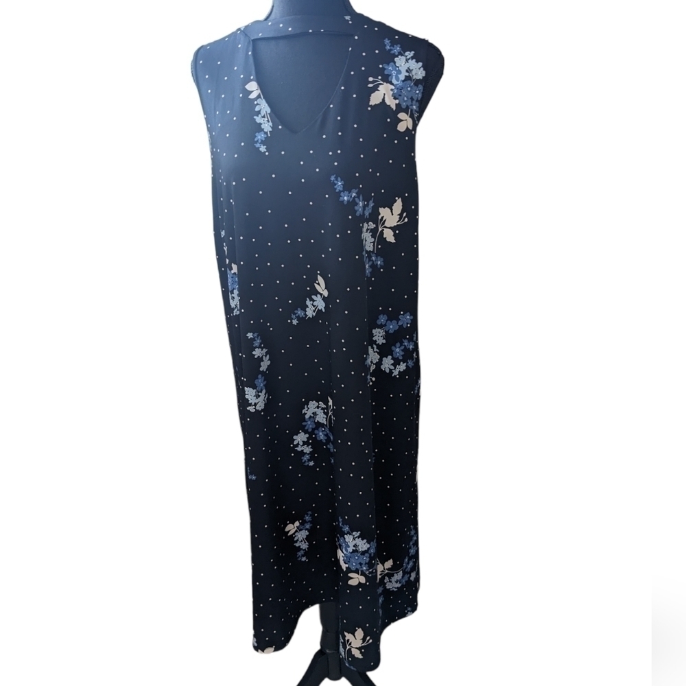 Michel studio collection 3X  Career dress navy blue & white floral
